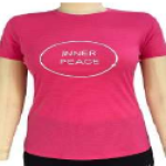 Ladies Active Tshirt Chest Print (Solid Pink)
